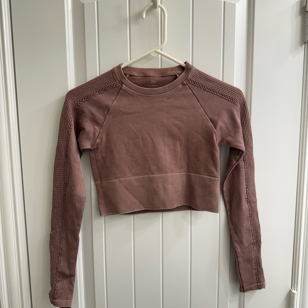Aerie Offline Big Chill Ribbed Long Sleeve Crop Top sz XS - Picture 3 of 8
